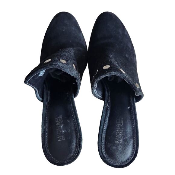 Michael Kors Louise Black Suede Studded Slip on Mules Clogs Shoes 8 Pre-owned - Picture 3 of 10